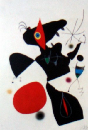 Oil abstract Painting - One plate 1975 3 by Miro Joan