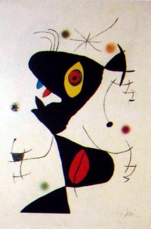 Oil abstract Painting - One plate 1975 5 by Miro Joan