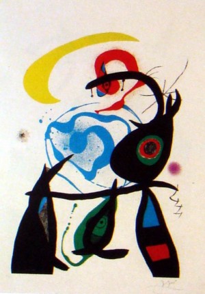 Oil abstract Painting - One plate 1975 6 by Miro Joan