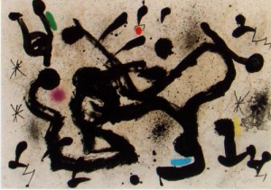 Oil abstract Painting - One Plate,from Homenatge a  Joan Prats 1975 by Miro Joan