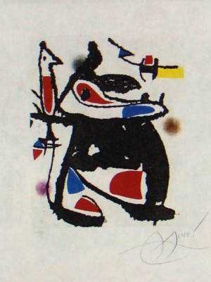 Oil abstract Painting - One plate,from le Marteau sans Maitre  1976 2 by Miro Joan