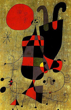 Oil painting Painting - Painting (Figures and Dog in Front of the Sun), 1949 by Miro Joan