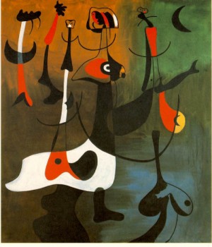 Oil abstract Painting - Rhythmic Personages (Personatges ritmics)  1934 by Miro Joan