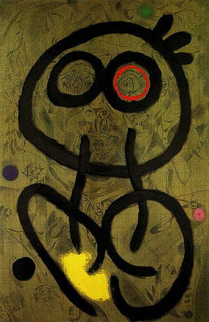 Oil abstract Painting - Self-Portrait, 1937-1960 by Miro Joan