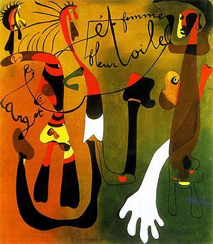 Oil abstract Painting - Snail Woman Flower Star, 1934 by Miro Joan