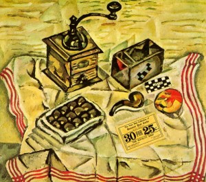 Oil abstract Painting - Still-Life with Coffee Mill, 1918 by Miro Joan