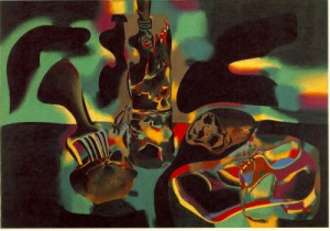 Oil abstract Painting - Still Life with Old Shoe (Natura morta del sabatot)  1937 by Miro Joan
