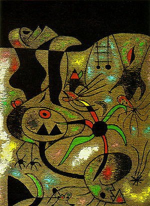 Oil abstract Painting - The Escape Ladder, 1939 by Miro Joan