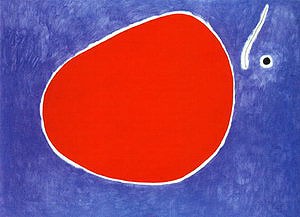 Oil abstract Painting - The Flight of the dragonfly in Front of the Sun, 26-1-1968 by Miro Joan