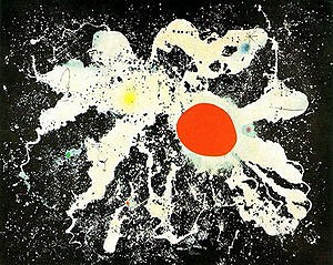 Oil red Painting - The Red Disk, 1960 by Miro Joan