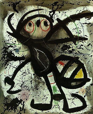 Oil abstract Painting - Woman, 13-2-1976 by Miro Joan