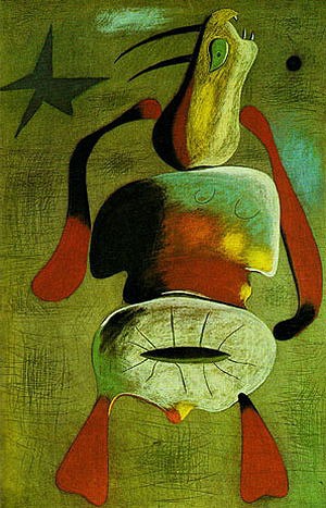 Oil abstract Painting - Woman, 1934 by Miro Joan