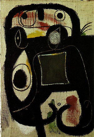 Oil abstract Painting - Woman, 5-3-1976 by Miro Joan