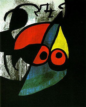 Oil woman Painting - Woman, Bird, 1974 by Miro Joan