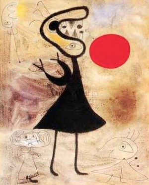 Oil abstract Painting - Woman in the Sun 2 by Miro Joan