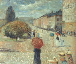 Oil spring Painting - Spring Day on Karl Johann, 1890 by Edvard Munch