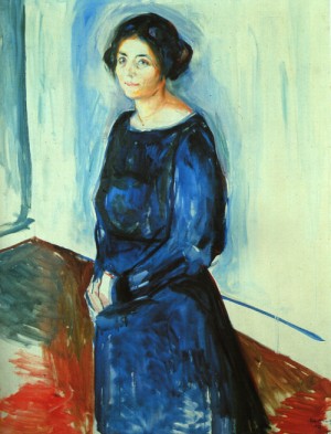 Oil blue Painting - Woman in Blue (Frau Barth), 1921 by Edvard Munch