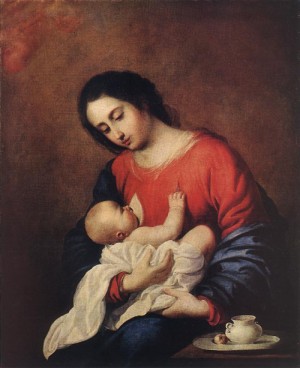 Oil madonna Painting - Madonna with Child by Zurbaran Francisco de