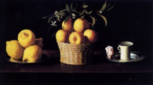 Oil life Painting - Still life with Lemons, Oranges and Rose    1633 by Zurbaran Francisco de