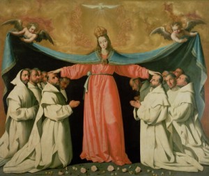 Oil zurbaran francisco de Painting - Virgin of the Misericordia Sheltering the Carthusians 1629 by Zurbaran Francisco de