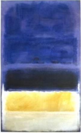 Oil blue Painting - Untitled (Blue, Dark Blue, Yellow) by Rothko,Mark