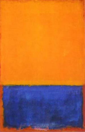 Oil blue Painting - Untitled (Yellow, Blue on Orange) by Rothko,Mark