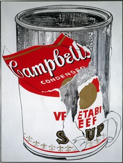 Oil abstract Painting - Big Torn Campbell’s Soup Can (Vegetable Beef), 1962 by Warhol,Andy