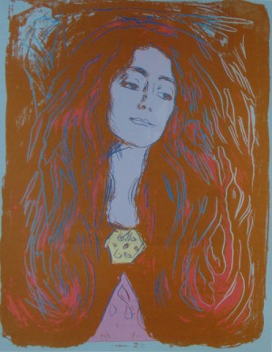 Oil abstract expressionism Painting - Eva Mudocci(after Munch) by Warhol,Andy