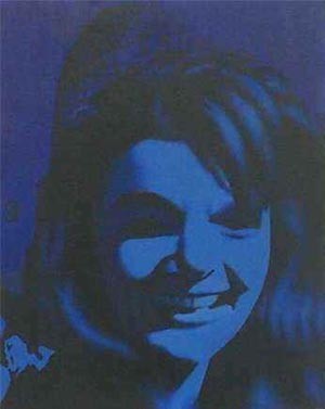Oil blue Painting - Jackie (Blue) by Warhol,Andy