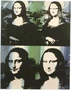 Oil abstract Painting - Mona Lisa x 4 by Warhol,Andy
