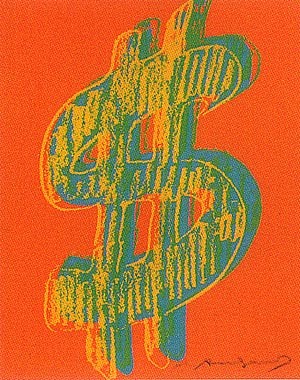 Oil abstract Painting - Orange Single Dollar by Warhol,Andy