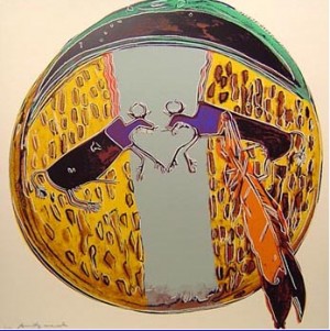 Oil abstract expressionism Painting - Plains Indian Shield  1986 by Warhol,Andy