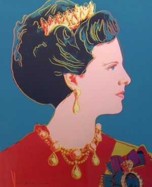 Oil abstract Painting - Queen Margrethe II of Denmark (Series of 4) IV by Warhol,Andy