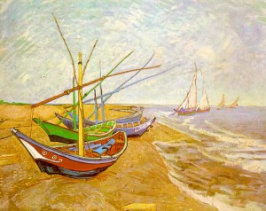 Oil still life Painting - Boats on the Beach, 1888 by Vincent ，Van Gogh