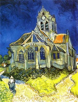 Oil Painting - Church at Auvers, 1890 by Vincent ，Van Gogh