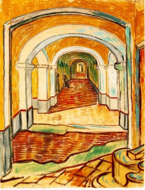 Oil still life Painting - Corridor in the Asylum  1889 by Vincent ，Van Gogh