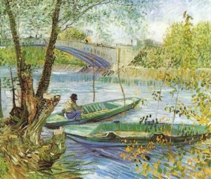 Oil spring Painting - Fishing in Spring,1887 by Vincent ，Van Gogh