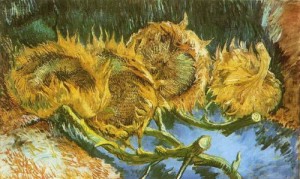 Oil sunflowers Painting - Four Cut Sunflowers, 1887 by Vincent ，Van Gogh