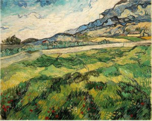 Oil green Painting - Green Wheat Field    1889    73 x 92 cm    Loan at Kunsthaus Zurich by Vincent ，Van Gogh