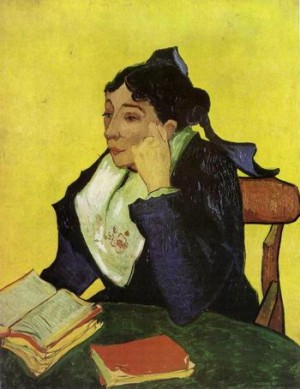 Oil still life Painting - Madame Ginoux with Books, 1888 by Vincent ，Van Gogh