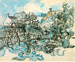 Oil woman Painting - Old Vineyard with Peasant Woman  1890 by Vincent ，Van Gogh