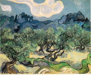 Oil still life Painting - Olive Trees with the Alpilles in the Background     1889 by Vincent ，Van Gogh