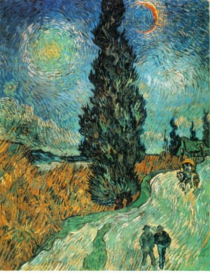 Oil still life Painting - Road with Cypress and Star   1890 by Vincent ，Van Gogh
