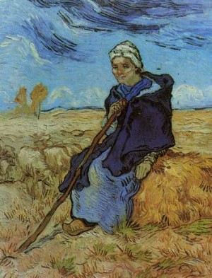 Oil still life Painting - Shepherdess, The (after Millet),1889 by Vincent ，Van Gogh