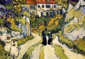 Oil Painting - Stairway at Auvers, 1890 by Vincent ，Van Gogh