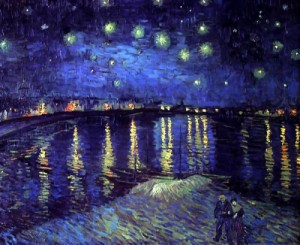 Oil Painting - Starry Night over the Rhone,September, 1888 by Vincent ，Van Gogh