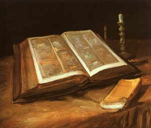Oil life Painting - Still Life with Open Bible, 1885 by Vincent ，Van Gogh
