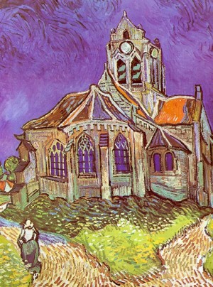 Oil Painting - The Church at Auvers, 1890 by Vincent ，Van Gogh