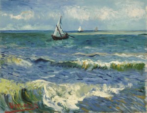 Oil sea Painting - the sea at les saintes maries da la mer 1888 by Vincent ，Van Gogh