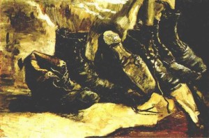 Oil still life Painting - Three Pairs of Shoes,1886 by Vincent ，Van Gogh